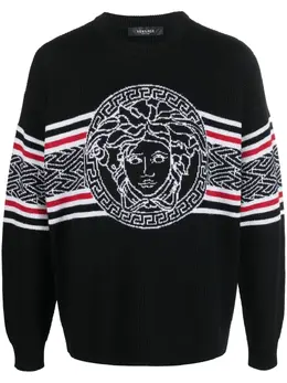 Versace: Чёрный свитер Medusa Head