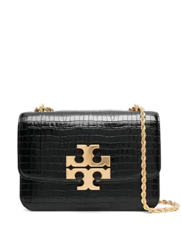 Tory Burch: Чёрная сумка через плечо Double T