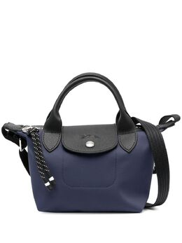Longchamp: Синяя сумка-шоппер  Le Pliage