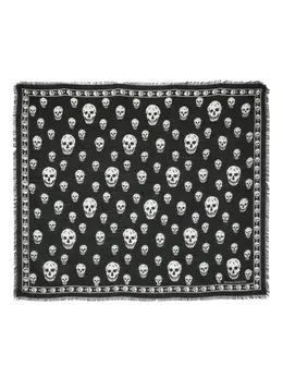 Alexander McQueen: Шарф  Skull с принтом