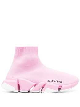 Balenciaga: Светлые кроссовки Speed.2