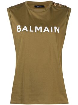 Balmain: Топ с принтом