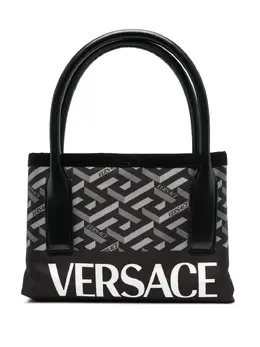 Versace: Чёрная сумка-шоппер La Greca