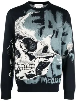 Alexander McQueen: Жаккардовый свитер  Skull