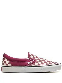 Vans: Тёмные кроссовки Classic Slip On Checkerboard