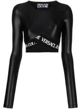 Versace Jeans Couture: Чёрный топ 