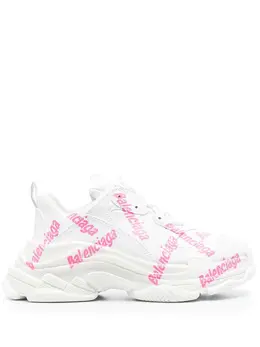 Balenciaga: Белые кроссовки Triple S