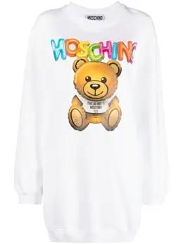 Moschino: Белое платье Teddy Bear