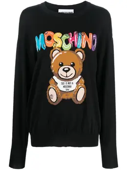 Moschino: Трикотажный свитер Teddy Bear