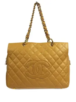 CHANEL Pre-Owned: Бежевая сумка-шоппер 