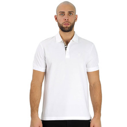 Burberry Mens Monogram Motif White Cotton Pique Polo Shirt, Brand Size Small 8014005