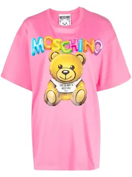 Moschino: Розовая футболка Teddy Bear