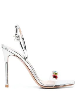Gianvito Rossi: Серебристые сандалии  Ribbon