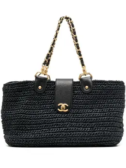 CHANEL Pre-Owned: Чёрная сумка-шоппер 