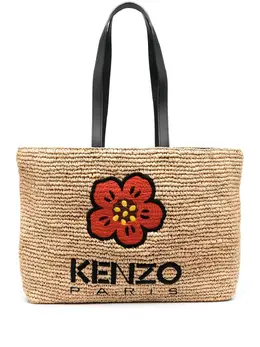 Kenzo: Сумка-шоппер с цветочным принтом 