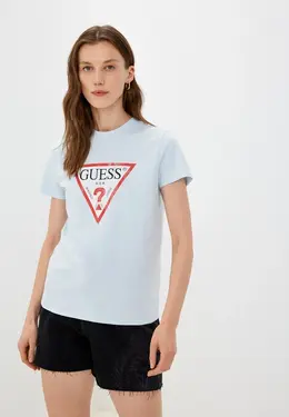 Guess Jeans: Голубая футболка