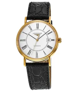 Longines presence automatic black leather mens clearance watch