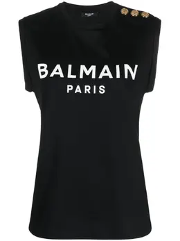 Balmain: Топ с принтом 