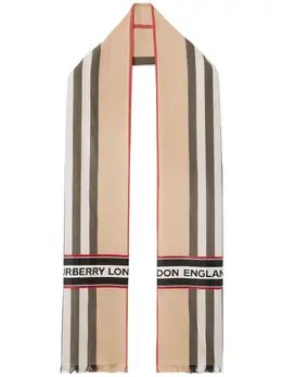 Burberry: Шарф Icon Stripe в полоску