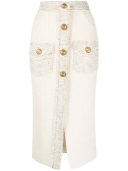 Balmain: Твидовая юбка 