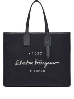 Ferragamo: Чёрная сумка-шоппер 1927 Signature