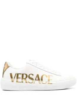 Versace: Белые кроссовки  La Greca