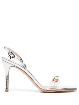 Gianvito Rossi: Серебристые сандалии  Ribbon