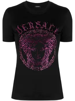 Versace: Футболка  Medusa со стразами