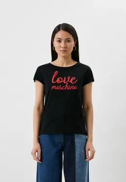 Love Moschino: Чёрная футболка 