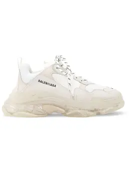 Balenciaga: Белые кроссовки Triple S