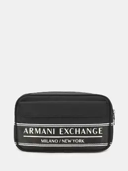 Armani Exchange: Чёрная поясная сумка