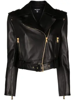 Balmain: Кожаная куртка Biker