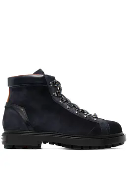 Santoni: Синие ботинки 