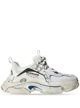 Balenciaga: Белые кроссовки Triple S