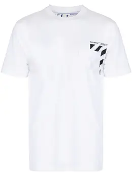 Off-White: Футболка Diag Stripe в полоску