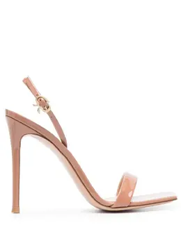 Gianvito Rossi: Бежевые сандалии  Ribbon