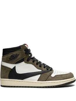 Jordan: Зелёные кроссовки  Air Jordan 1 Travis Scott