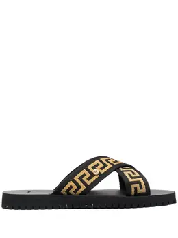 Versace: Чёрные сандалии  Greca