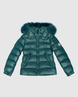 Moncler ENFANT: Зелёный пуховик 