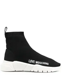 Love Moschino: Чёрные кроссовки 