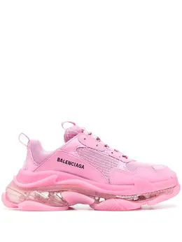 Balenciaga: Розовые кроссовки Triple S Clear Sole