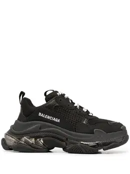 Balenciaga: Чёрные кроссовки Triple S