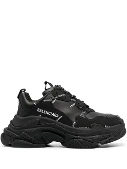 Balenciaga: Чёрные кроссовки Triple S