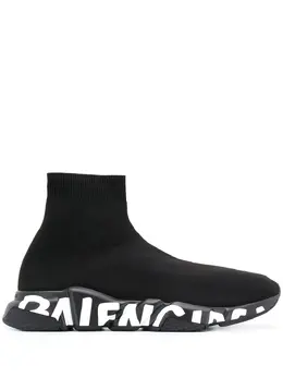 Balenciaga: Чёрные кроссовки Speed