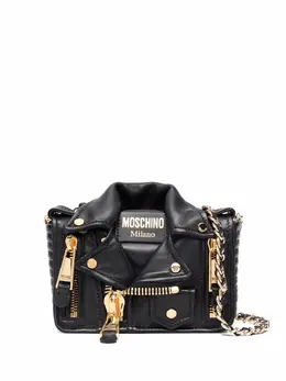 Moschino: Чёрная сумка через плечо  Biker