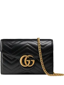 Gucci: Чёрная сумка GG Marmont