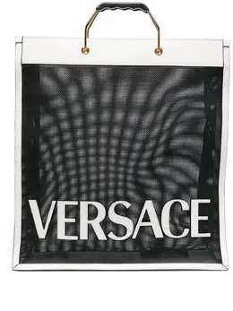 Versace: Чёрная сумка-шоппер 