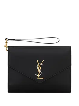 Saint Laurent: Чёрный клатч Monogram