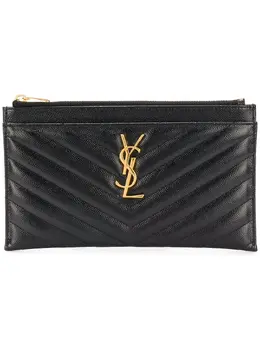 Saint Laurent: Чёрный клатч  Monogram