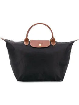 Longchamp: Чёрная сумка-шоппер  Le Pliage